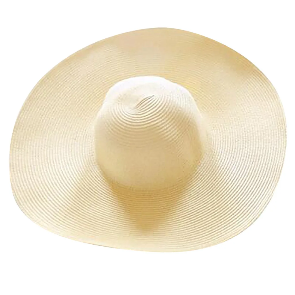 KLV/ новая модель купального костюма «Для женщин однотонные Цвет большой край соломенная Солнцезащитная шляпа гибкие широкие поля Шапки пляжные Кепки# Z5