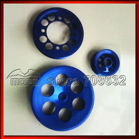 RB20 RB25 RB26 Engine Aluminum Underdrive Alternator Crank Pulley Wheel Kit Blue