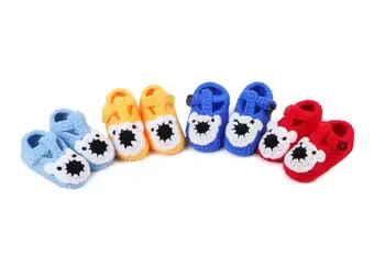 

10 Pairs/lot Cute soft baby boys girls cartoon bear colors manual knit toddler shoes children's crib shoes 11cm wholesale