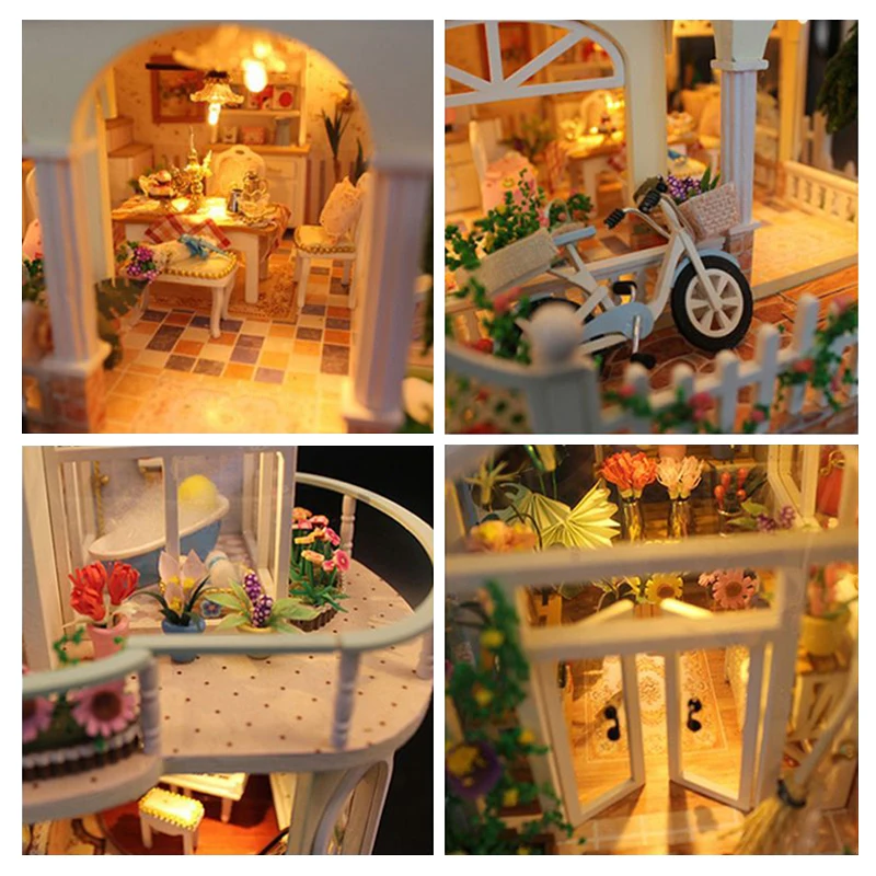 Wooden DIY Doll House Model Toys for Everlasting Light Dollhouse Mini Building Minature with Dust Cover Dolls House 13845 Wooden DIY Doll House Model Toys for Everlasting Light Dollhouse Mini Building Minature with Dust Cover Dolls House 13845