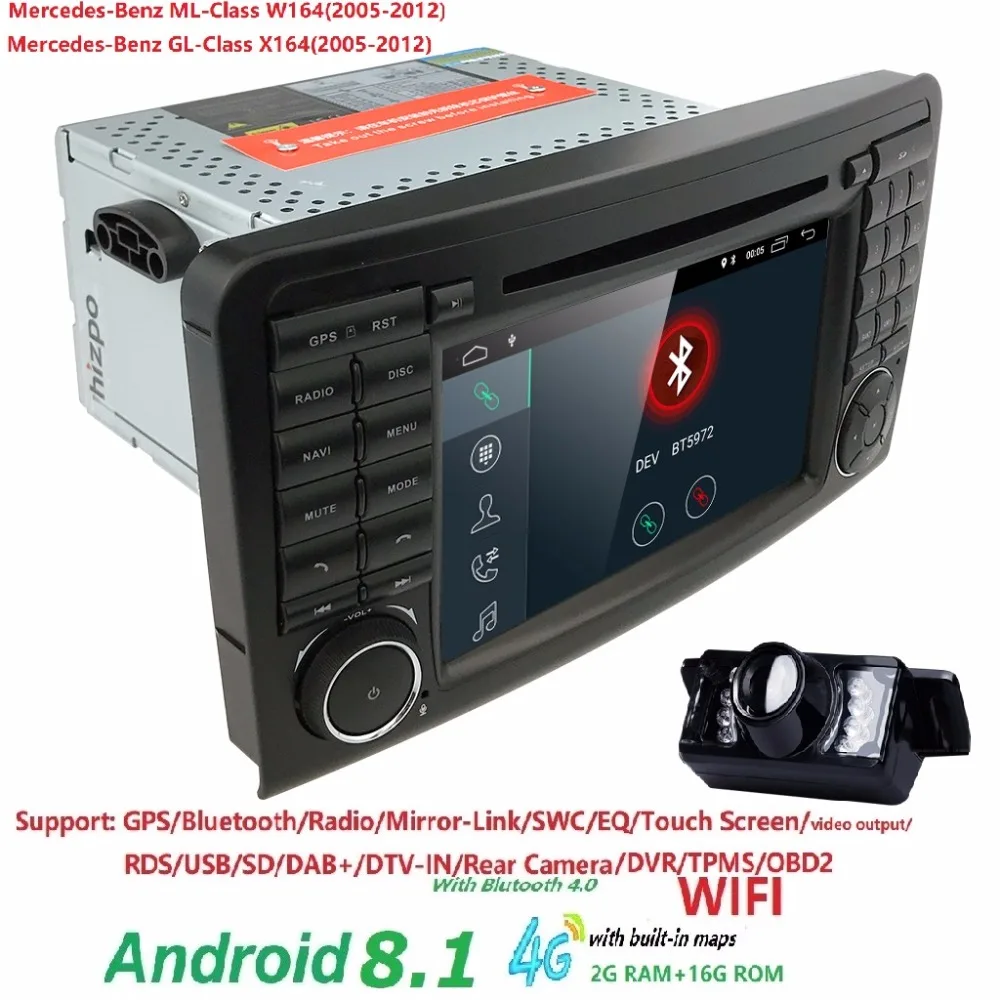 

2+16 Android8.1 CAR Audio DVD player gps FOR BENZ ML 320/ML 350/ W164(2005-2012) Multimedia navigation head device unit receiver