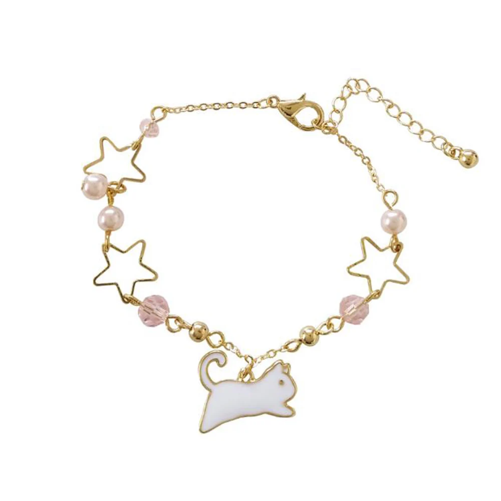 

Women Bracelet Cute Animal Bangles Star Imitation Pearl Girl Wild Bracelet Metal Chain Accessories