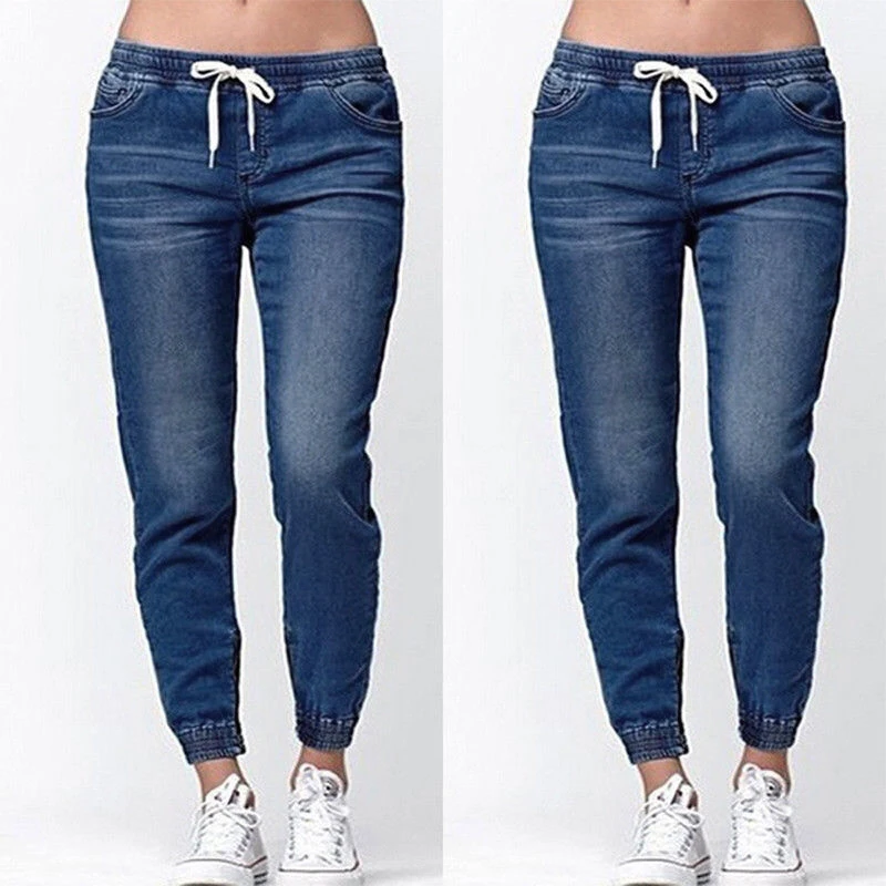 Women's Jeans Women Denim Pencil Pants Women Elastic Waist Trousers Ladies Oversized Denim Pants Women Summer Casual Jeans