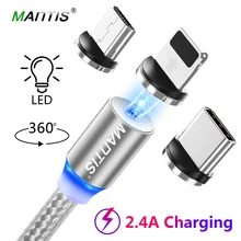 Магнитный Micro USB кабель MANTIS для iPhone samsung type-c зарядная зарядка магнит Зарядное устройство USB type C кабели для мобильных телефонов