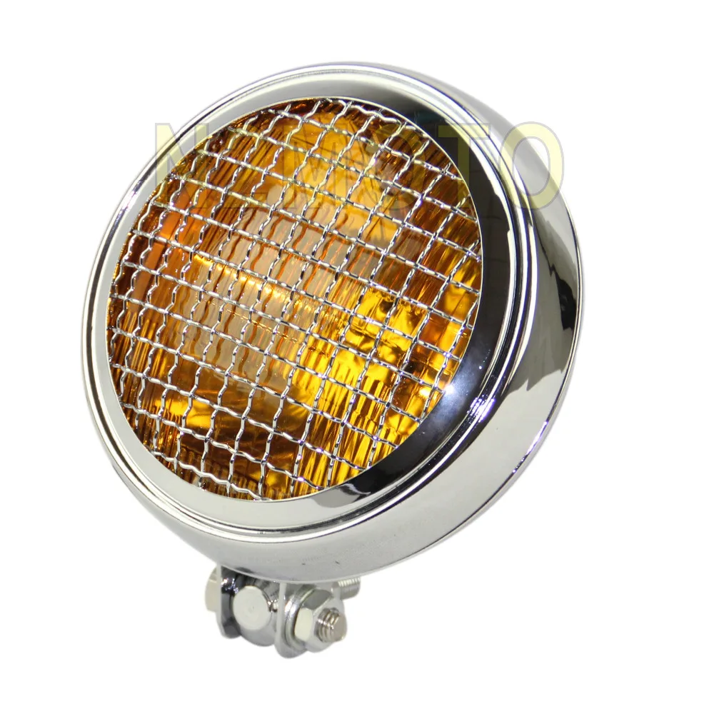 

Amber Lens Motorcycles Chrome Retro Headlight High/Low Lamp Sealed Beam for Harley Bobber Chopper Cafe Racer Custom