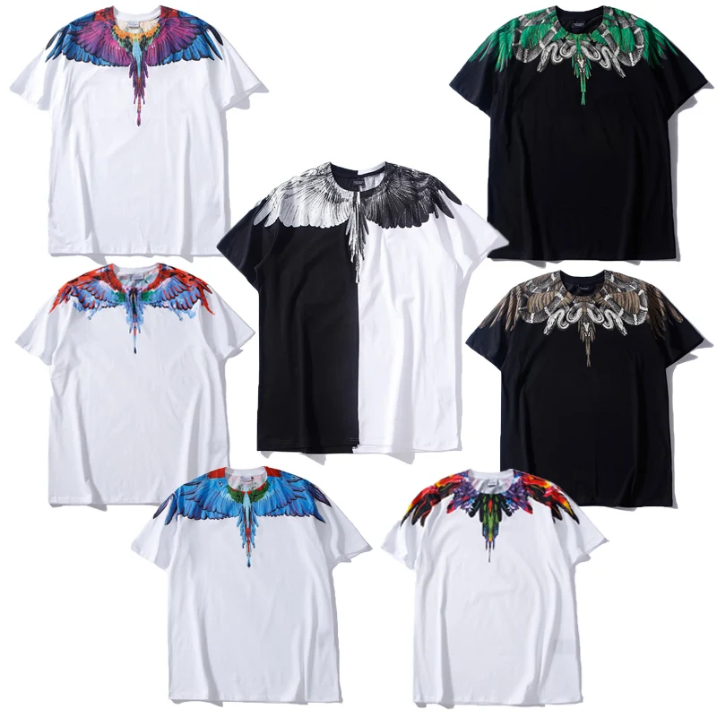 

2018 Marcelo Burlon T Shirts Top Tees Fashion Men Women 1:1 High Quality T-shirts Milan Feather wings Marcelo Burlon T-shirt