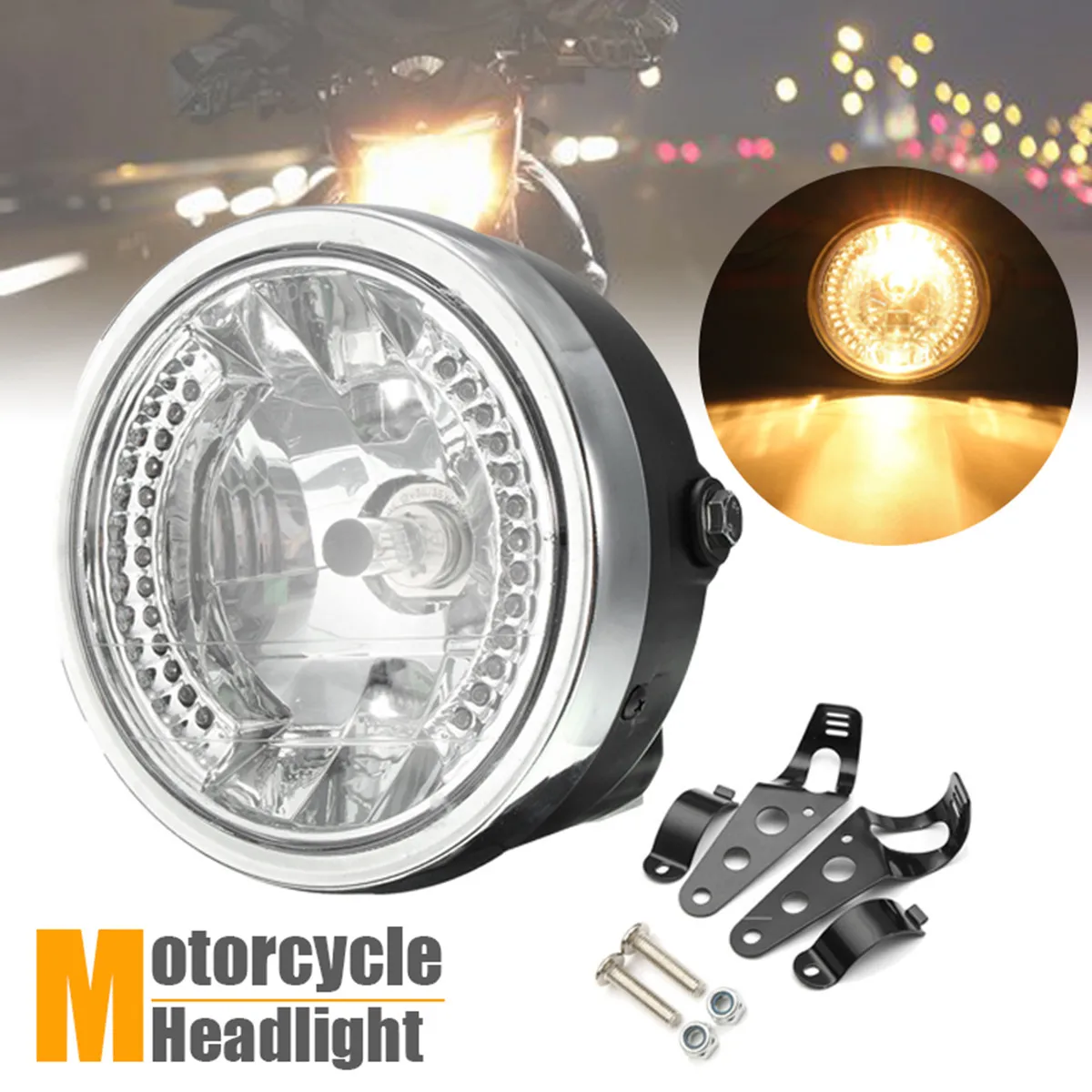 

8 inch 35W Universal Motorcycle LED Headlight Turn Signals Lamp Bracket Mount Kit for ATV Motorcycle Head Light Accessories