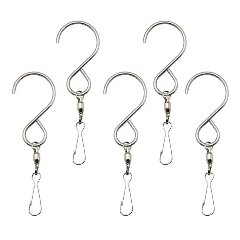 

5Pcs Spinning Swivel S-Hooks For LED Solar Color Changing Wind Chimes S Shaped Wall Hangers Multi-Purposes Rotatable Hook