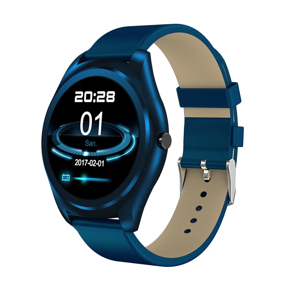 696 N3 Pro Smartwatch Водонепроницаемый Bluetooth Вызов сердечного ритма монитор сна шагомер - Цвет: Blue leather strap