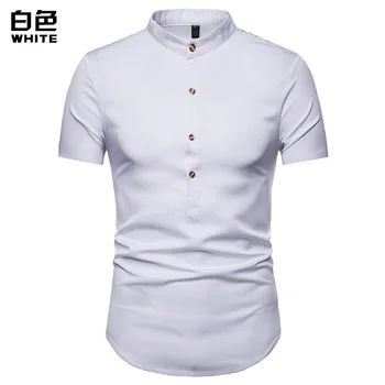 

FFXZSJ Brand 2019 high quality casual men's short sleeve shirts European plus-size Solid Short men shirt