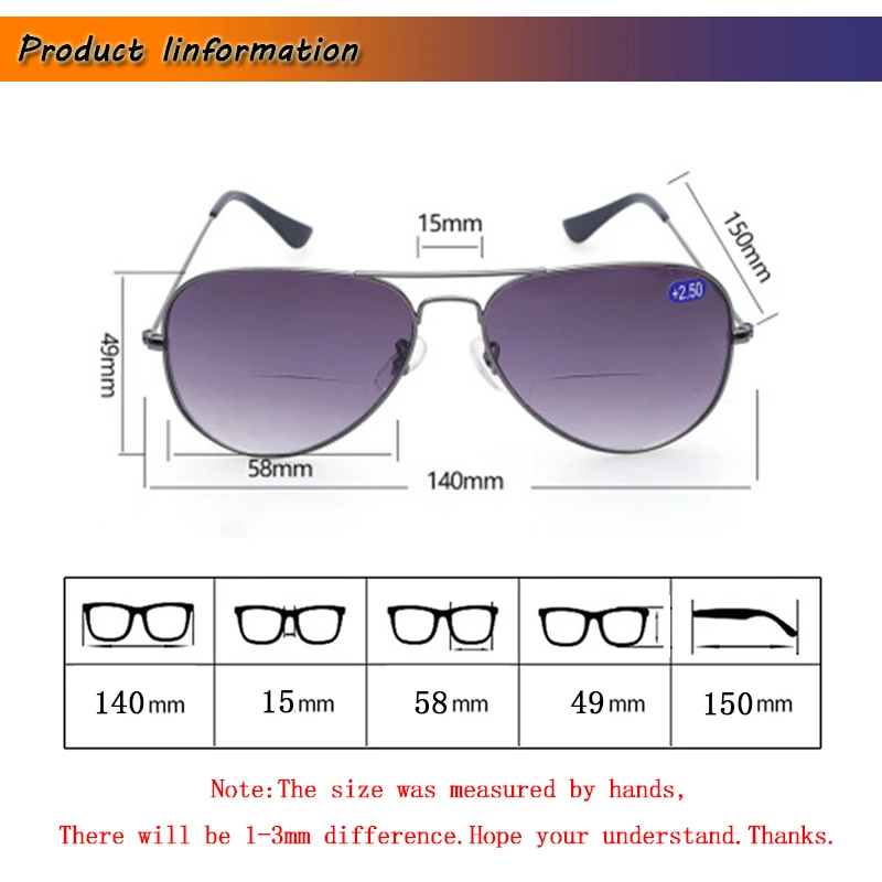 Унисекс пилот бифокальные очки для чтения лупа для женщин и мужчин взгляд рядом с дальним градиентом линзы дальнозоркости очки солнцезащитные очки отправить чехол L3