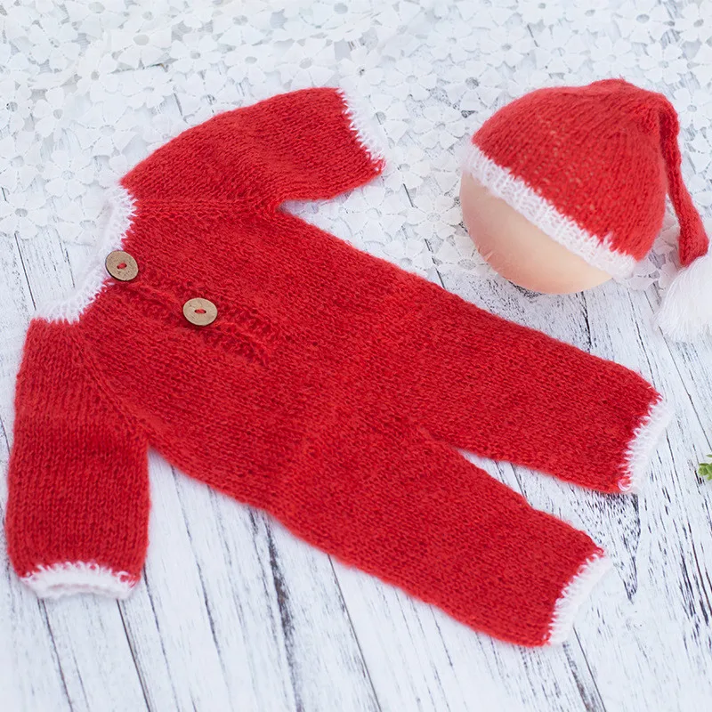 Newborn Photography Baby Baptism Clothing Knit Long Sleeve Suit Set Baby Photo Shoot Accessories for Studio Bebe Photographie