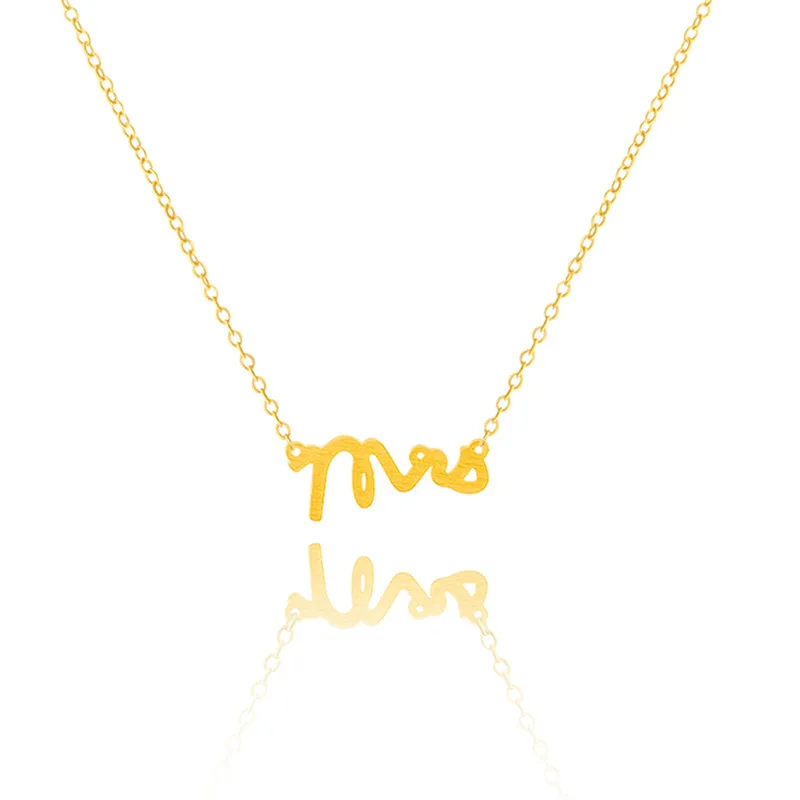 2016 Monogram MRS Name Pendant Maxi Necklace Femme Wedding Gift Bridal Wear Gold Plated Fashion Stainless Steel Couple Jewelry | Украшения