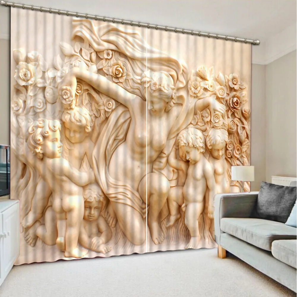 

New 3D Print Relief Pattern Out the Window Blackout Curtains Water Proof 3D Curtains for Living Room Customizable Size CL-013