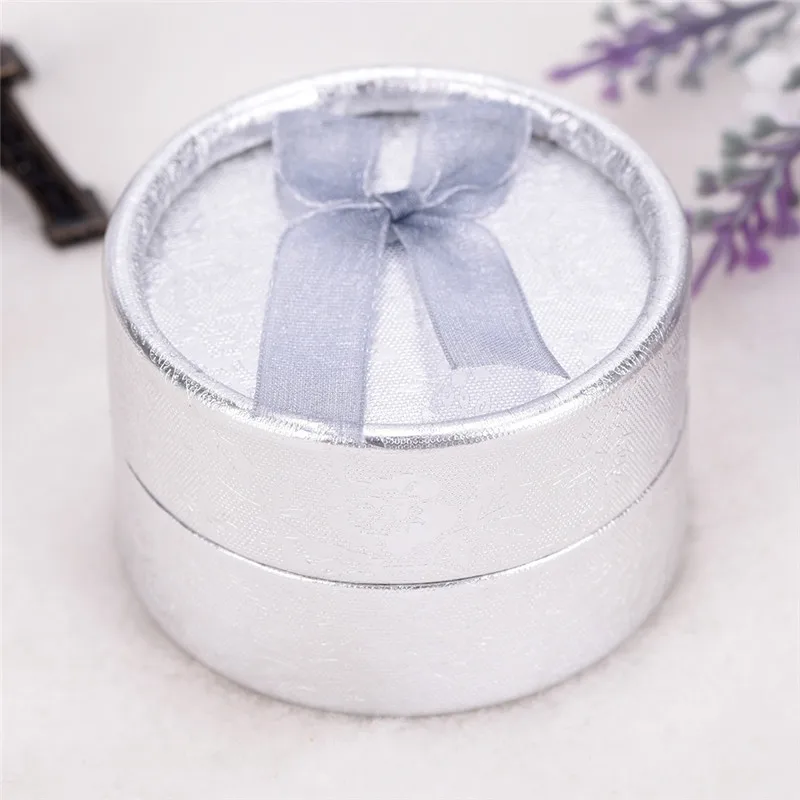 

5.5*3.5cm Jewelry Accessories Carrying Cases for Wedding Ring Boxes Lace Bow Tie Round Paper Velveteen Cardboard Ring Box