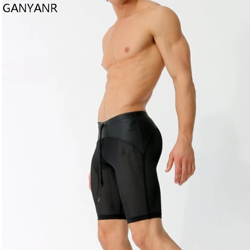 GANYANR, колготки для бега, мужские спортивные Леггинсы, штаны для йоги, баскетбола, компрессионные шорты для фитнеса, тренажерного зала, спортивные, быстросохнущие, для бега