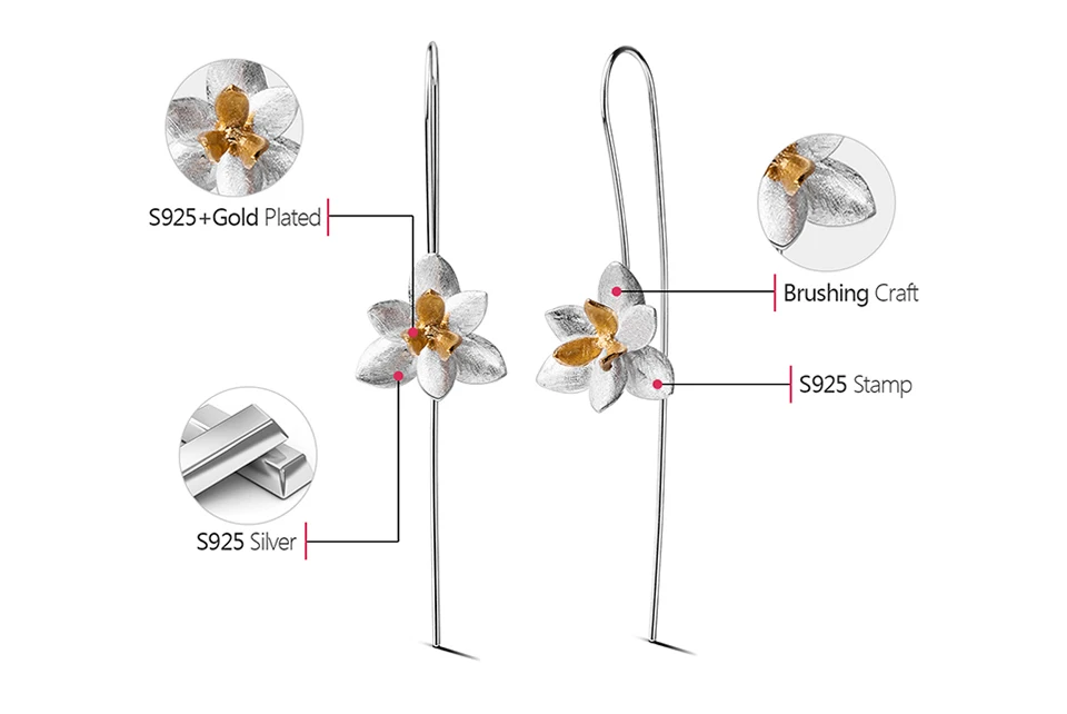 Lotus Fun Реальные Стерлингового Серебра 925 ювелирные изделия сережки Природный Оригинальный Ручной Изящных Ювелирных Изделий Симпатичные