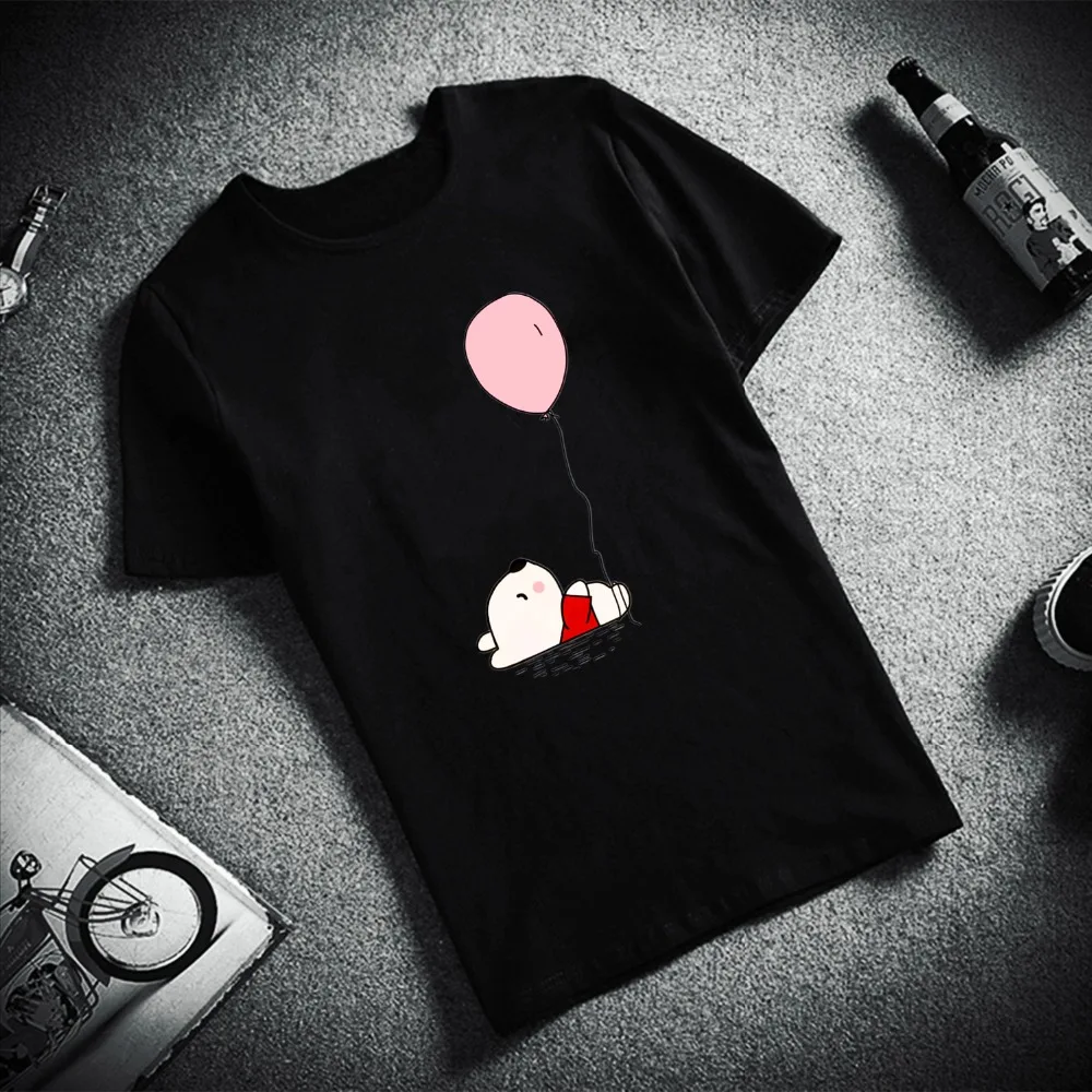 Kawaii/модная футболка унисекс с короткими рукавами Ulzzang Harajuku, эстетика, принт с медведем и воздушным шаром, хлопок, футболки