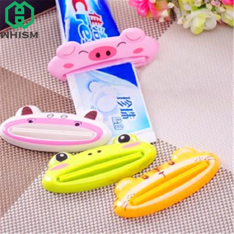 

WHISM Plastic Cartoon Tube Rolling Holder Squeezer Toothpaste Dispenser Easy Use Press Squeezing Tool Home Bathroom Accessories
