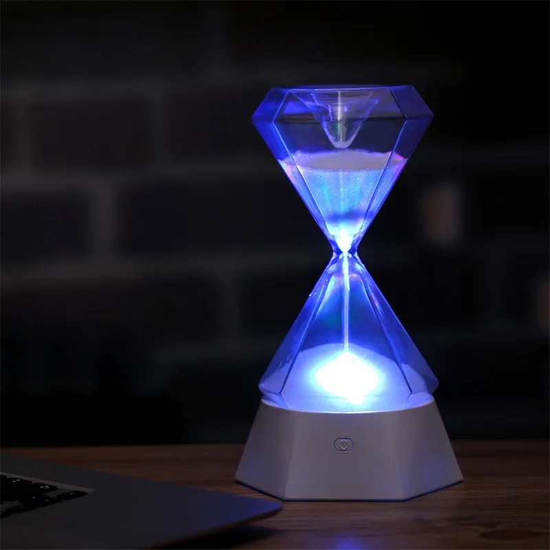 Colored Light Night Lamp Dimming RGB Hourglass Sandy Clock Hourglass 15 Minutes Night Light