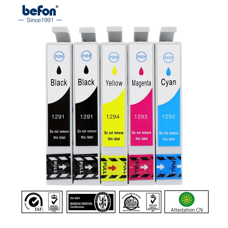 

befon X5 with Chip 12XL Cartridge Replacement for Epson T1291 T 1291 12 XL Ink Cartridge for Stylus SX420W SX425W SX525WD SX230
