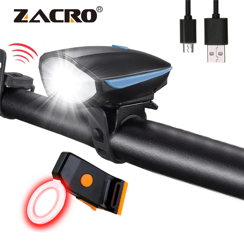 Zacro USB велосипедный светильник 5 режимов ультра яркий задний фонарь и 3 режима передний светильник для велосипеда с 120db