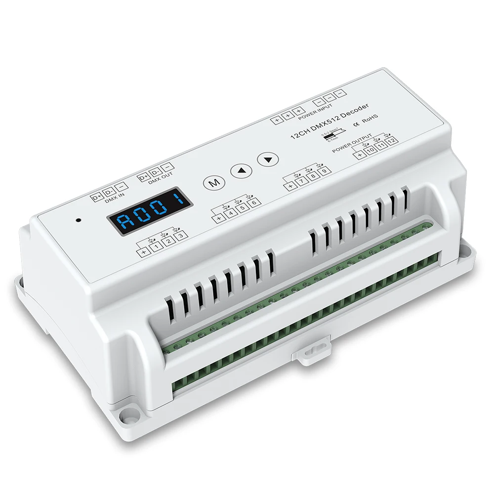 D12 12CH 12-36V декодер постоянного напряжения DMX512 серые уровни: 4096/CH 5A/CH выход | Лампы и