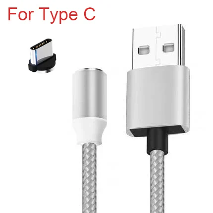 Sarika S03 3 в 1 магнитное зарядное устройство Micro USB кабель для iPhone 5 5S 6 7 6S 8 Plus Быстрая зарядка магнит зарядка usb type C кабель провод - Цвет: Silver For Type C