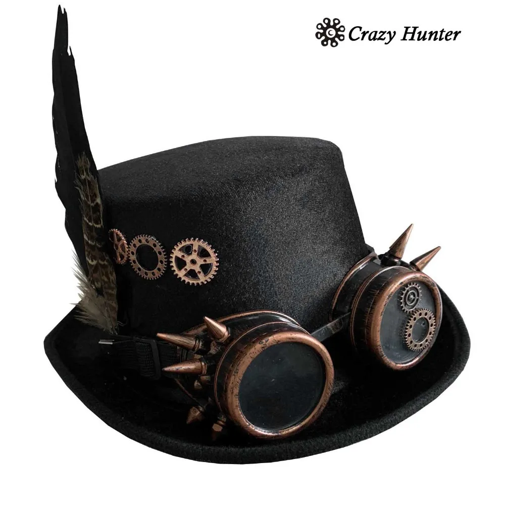 Шляпа с очками для костюмированной вечеринки в стиле панк, готика, стимпанк