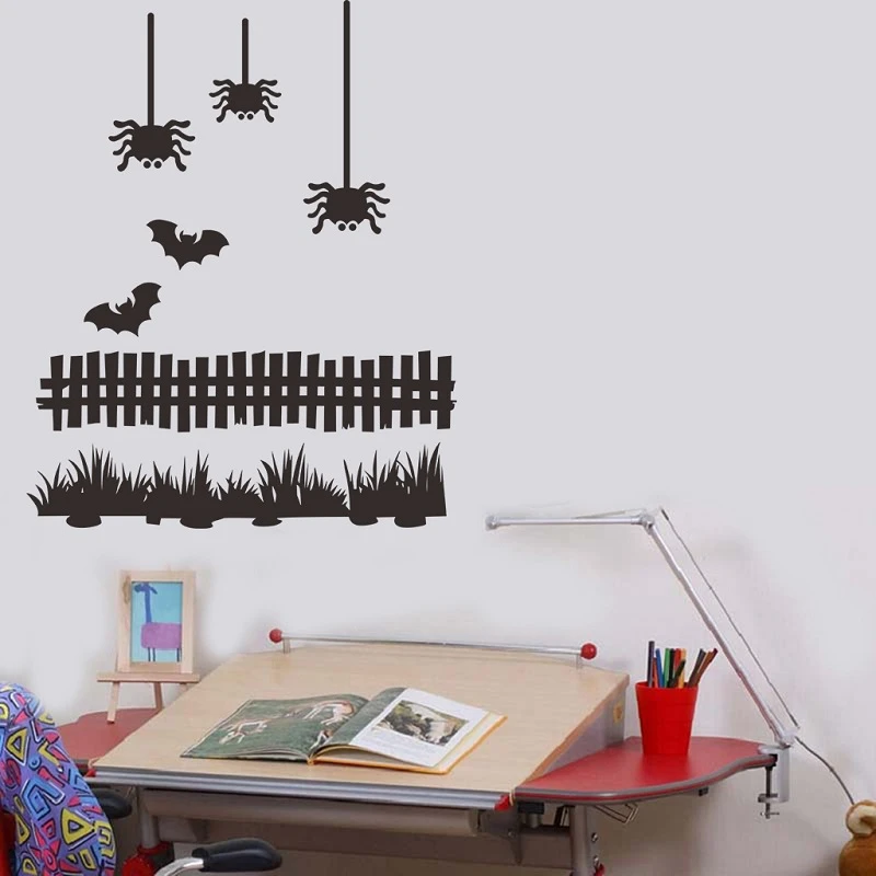 Creative PVC Halloween Spider Bat Carved Wall Stickers Decorative Self-adhesive Kid Room Decor | Дом и сад