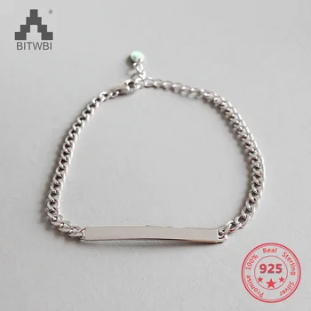 

Authentic 925 Sterling Silver Jewelry Punk Style Glossy Geometric Charm Bracelets for Women