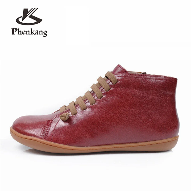 

Women winter boots sheepskin flat Shoes Women ankle comfortable Boots Brand Woman Botas soft barefoot winter boots with fur