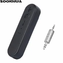 SOONHUA Мини-Автомобильный bluetooth-приемник 3,5 мм конвертер Беспроводной авто AUX Стерео MP3 аудио адаптер с громкой связи гарнитура с микрофоном для телефона в машину