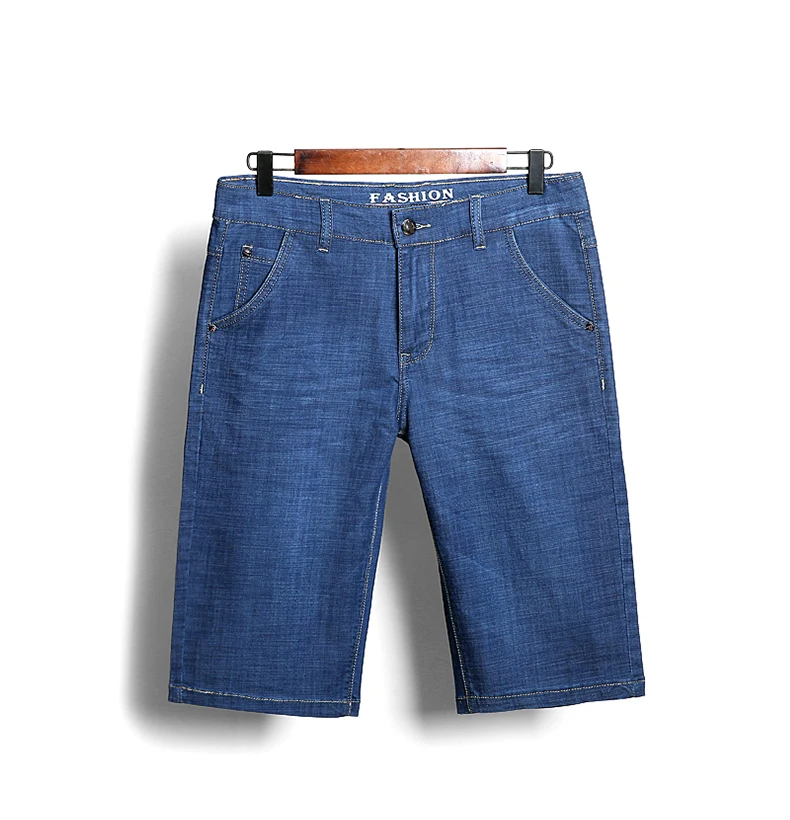 KSTUN Mens Jeans Shorts 2019 Summer Stretch Denim Jeans Shorts Light Blue Straight Slim Smart