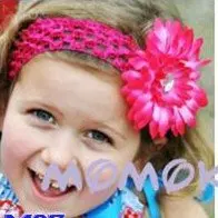 

baby headband Free Shipping 60pairs Crochet Headbands + 60pairsGerbera Daisy Flowers/Baby,Headbows,Children Head Accessories