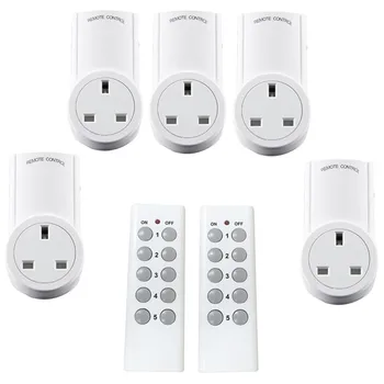 

Universal power socket wireless switch household power UK plug AC230Vpower supply 5 with 2 x 433.92MHz remote control compatible