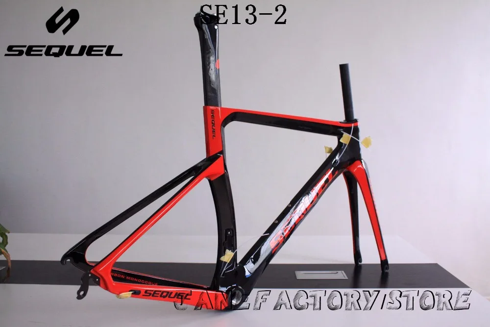 Excellent 2017 SEQUEL brand carbon road bike T1000 carbon fiber road frameset 1k /3k/ud BSA/BB30 carbon frame bike  red glossy SE13-2 7
