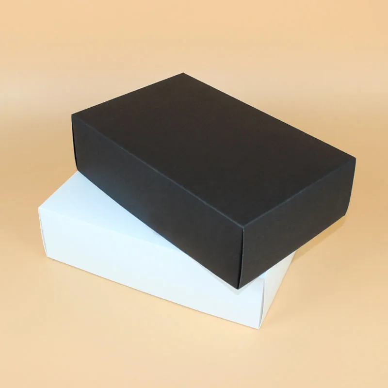 

28*18*8cm 50pcs Large Black White Paper Gift Box Big Gift Kraft Cardboard Box For T-shirt Shoes Underwear ZA6153