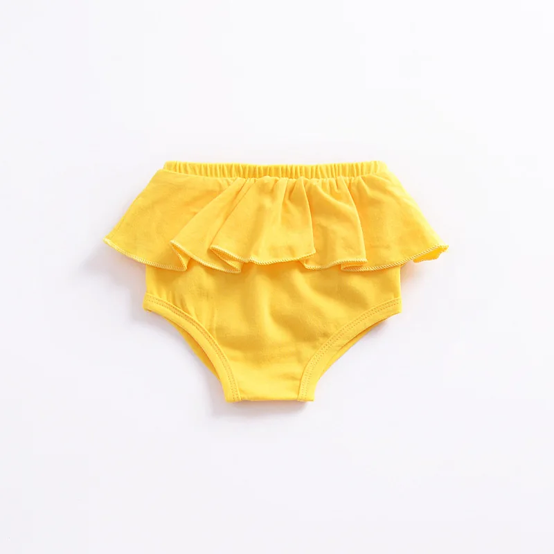 Карамельный цвет Ins детская одежда для новорожденных девочек лето оборками кружева Tringles для маленьких девочек торт Smash шорты Детские Шаровары подгузник - Цвет: yellow