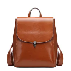 Масло наппа кожаный рюкзак Для женщин сумки 2018 Мода Колледж рюкзак Тетрадь сумки ручной работы из натуральной кожи Школьные сумки