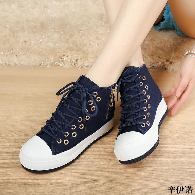 New High Women Sneakers Denim Casual Shoes Female Summer Canvas Shoes