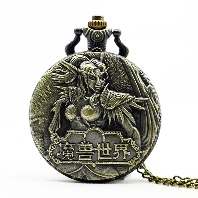 Vintage Bronze World of Warcraft Steampunk Quartz Pocket Watch Mens Game Clock Vintage Bronze World of Warcraft Steampunk Quartz Pocket Watch Mens Game Clock