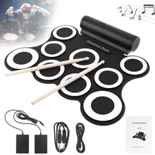 9 Pads Electronic Roll up Silicone MIDI Drum Double Speakers Stereo Electric Drum Kit with Drumsticks and Sustain Pedals цена 9 Pads Electronic Roll up Silicone MIDI Drum Double Speakers Stereo Electric Drum Kit with Drumsticks and Sustain Pedals цены онлайн