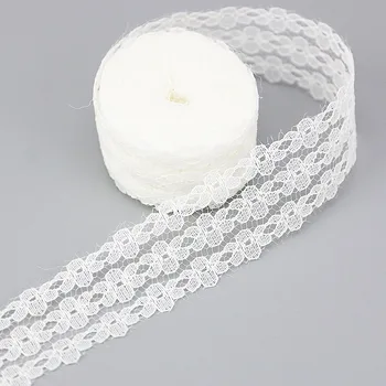 

(10 yards/roll) 2.5cm White lace fabric Webbing Decoration Lovely gift packing Cotton Material