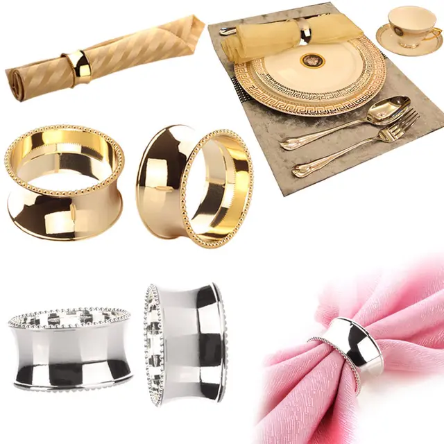 2pcs Stainless Steel Napkin Rings For Dinners Parties Weddings Hotel 2pcs Stainless Steel Napkin Rings For Dinners Parties Weddings Hotel Supplies Diameter 4 5cm Ls