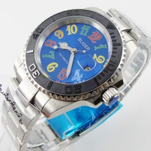 Bliger 40mm blue dial date Ceramics Bezel colorful marks saphire glass Automatic movement Men’s watch