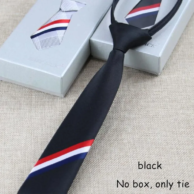 Мужской галстук на молнии, галстук для ленивых, длина 50 см, три цвета, полосатый галстук на молнии, галстук на шею, деловой галстук для отдыха - Цвет: black