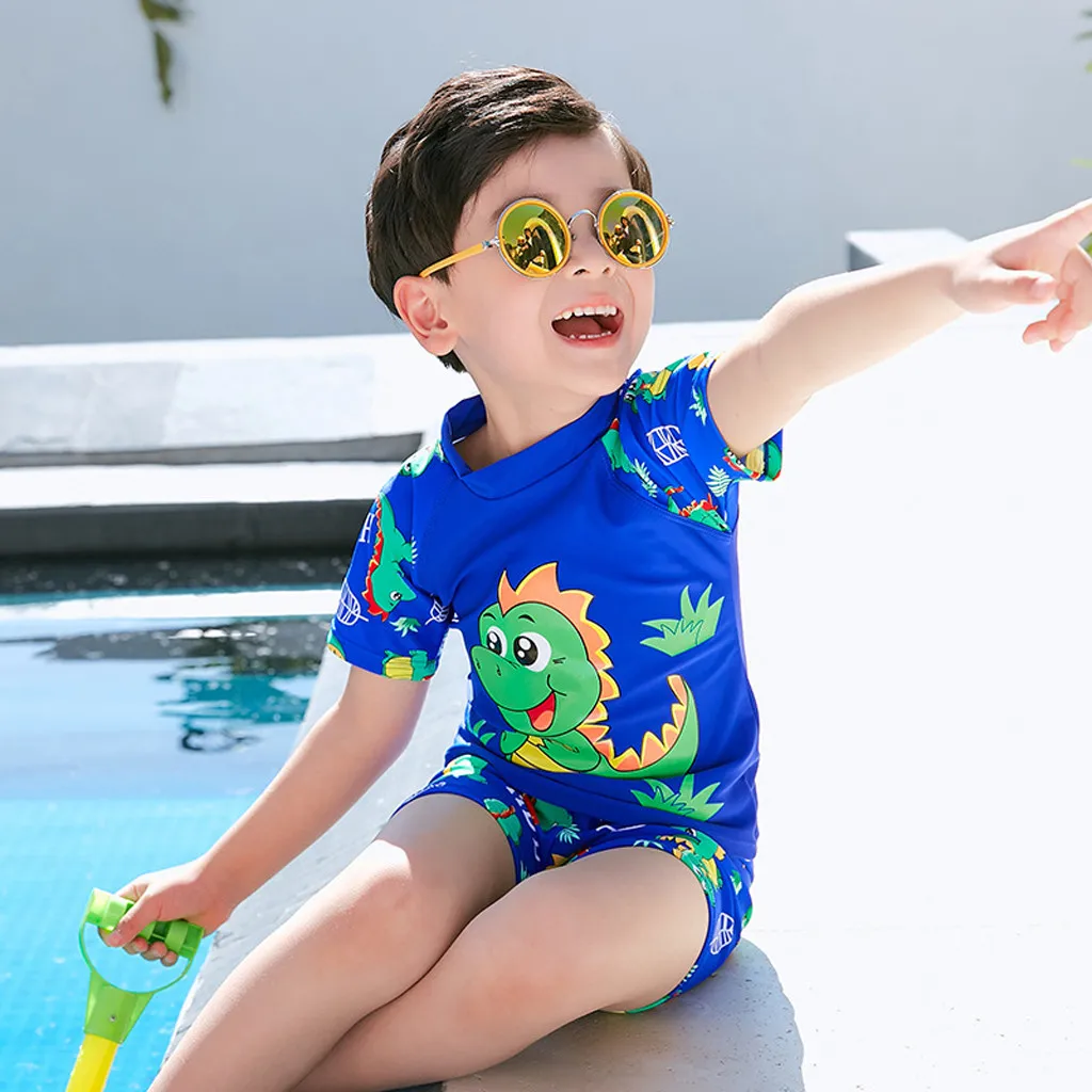 Children Swimwear for Girls Polyester Two Pieces Swimsuit Bathing Suit Bikini Beach Dinosaur Plus Size Boys Sets L0513 |