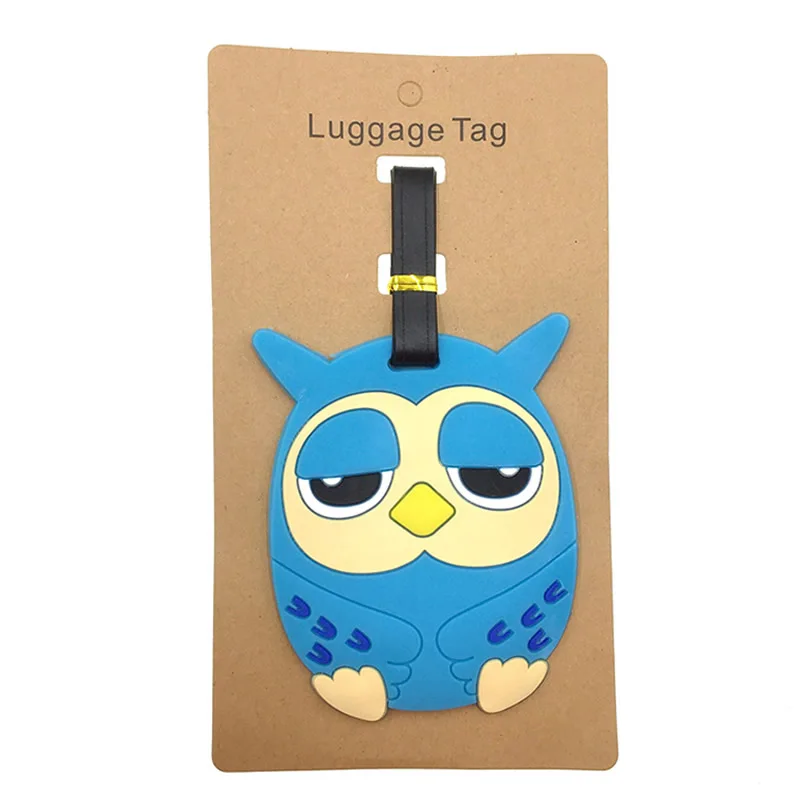 

Cartoon Luggage Tags Animal Owl Travel Accessories Silica Gel Suitcase Cute Portable Women Label Baggage Boarding Addres Holder