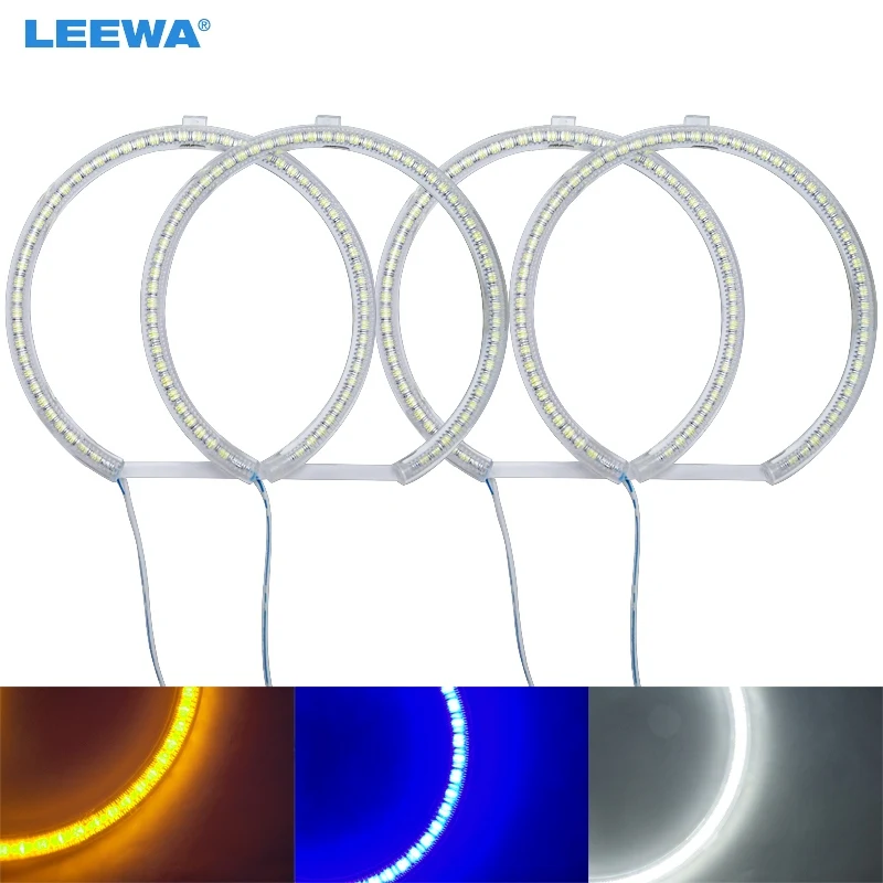 LEEWA 4X127.5mm 4pcs/Set Car LED Halo Rings Angel Eyes DRL Head Lamp For BMW E39 OEM(01-03) White/Blue/Yellow #CA4747 | Автомобили и